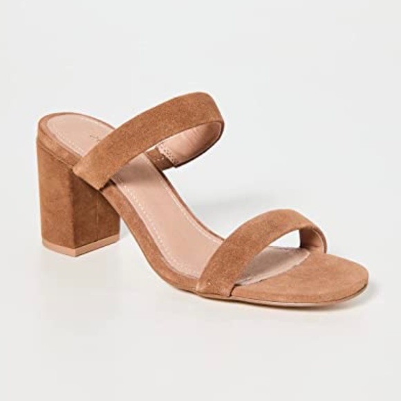 Soludos Ines Walnut Tan Suede Leather Heels Slip On Block Heel Strap Sandals 9.5 - Picture 6 of 16